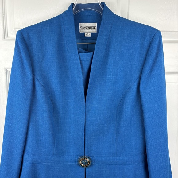 John Meyer of Norwich Dresses & Skirts - John Meyer Skirt Suit Set Womens 18 Blue Crepe Jacket Skirt Lined Career NEW